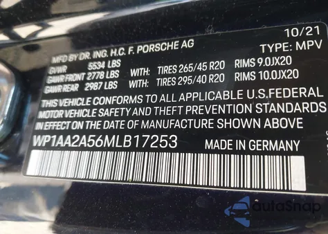 2021 Porsche Macan z USA, uszkodzony, nr VIN WP1AA2A56MLB17253